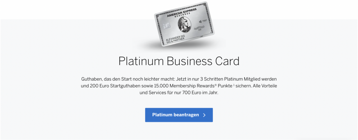 Informationen zur Aktion: Platinum Business Card